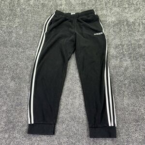 Adidas Sweatpants Mens Medium Black Fleece Jogger Elastic Waist Pockets 3 Stripe